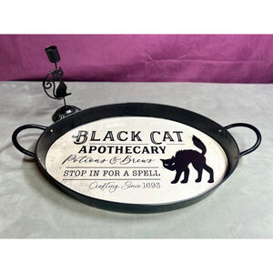 Black cat apothecary serving tray